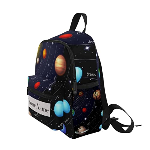 Custom Universe Solar System Kids Backpack for Girls Boys, Space Planets Toddler Casual Daypack Backpacks, Personalized with Kid's Name Preschool School Bag, Children Travel Bookbag with Chest Strap