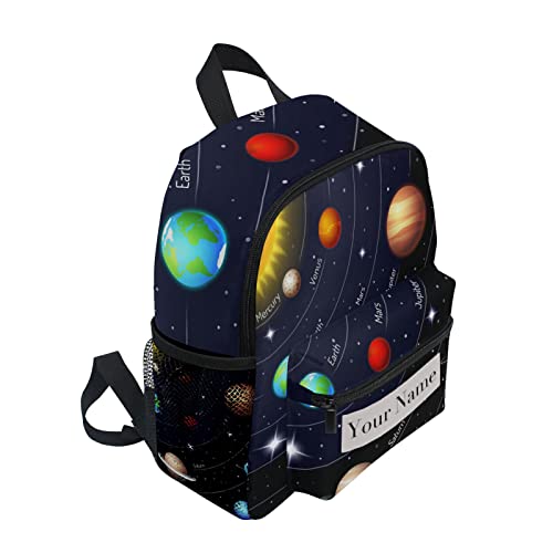 Custom Universe Solar System Kids Backpack for Girls Boys, Space Planets Toddler Casual Daypack Backpacks, Personalized with Kid's Name Preschool School Bag, Children Travel Bookbag with Chest Strap