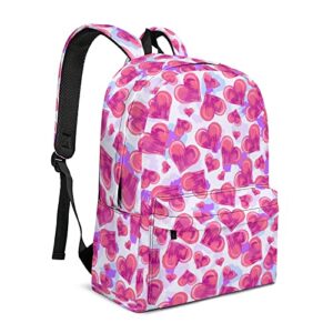 travel backpack pink love hearts backpacks laptop backpacks lightweight daypack mini backpack for boys girls 16 inch