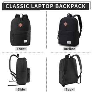 School Backpack, Chase Chic Casual Backpack Black Unisex Classic Lightweight Water Resistant Rucksack Travel Backpack Fits 15.6 Inch Laptop