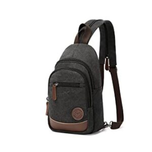 Imyth Small Retro Canvas Sling Bag, 2 In 1 Messenger Bag and Casual Shoulder Backpack Applicable for Women and Men Hiking Chest Bag(Black)