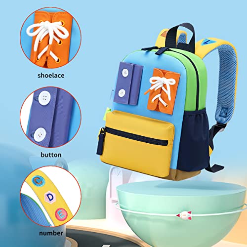 SHENHU Waterproof Kids Backpack Lightweight Kindergarten SchoolBag Bookbag Preschool Bag with Buckles and Laces with Leashes for Boy Girl Yellow