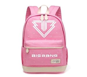 justgogo kpop bigbang g-dragon backpack daypack laptop bag college bag book bag school bag (pink 1)