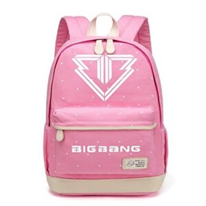 JUSTGOGO KPOP BIGBANG G-DRAGON Backpack Daypack Laptop Bag College Bag Book Bag School Bag (Pink 1)