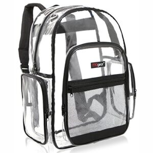 mggear clear transparent pvc school backpack/ outdoor backpack with black trim