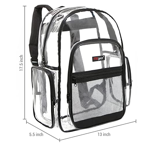 MGgear Clear Transparent PVC School Backpack/ Outdoor Backpack with Black Trim