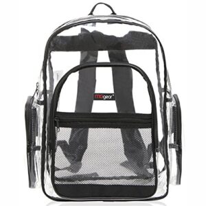 MGgear Clear Transparent PVC School Backpack/ Outdoor Backpack with Black Trim