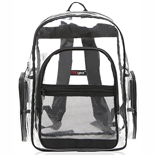 MGgear Clear Transparent PVC School Backpack/ Outdoor Backpack with Black Trim