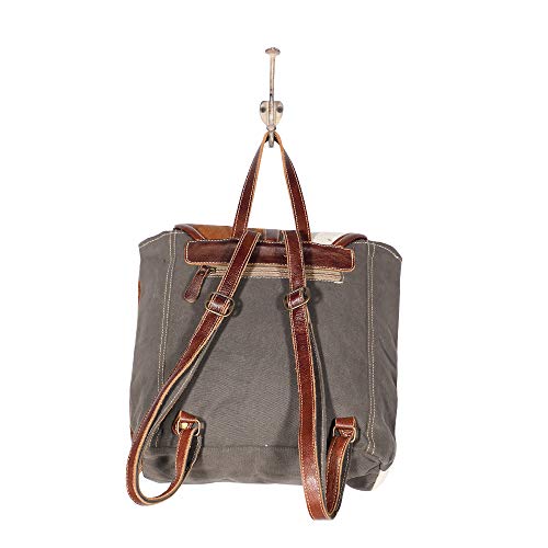 Myra Bags Cool Canvas, Rug, Leather & Hairon Backpack S-1988