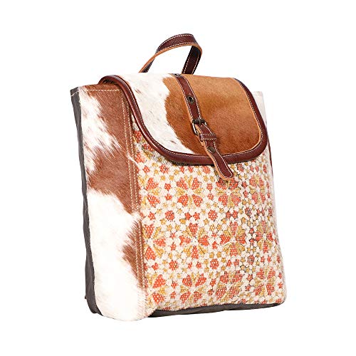 Myra Bags Cool Canvas, Rug, Leather & Hairon Backpack S-1988