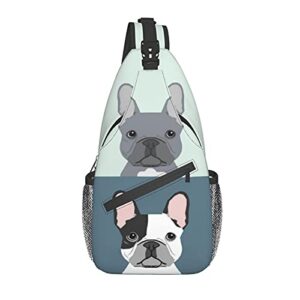 jeezshop cute french bulldog sling bag for men and women,multi pocket chest package crossbody shoulder bag for cycling sports travel hiking work., black