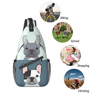 Jeezshop Cute French Bulldog Sling Bag For Men And Women,Multi Pocket Chest Package Crossbody Shoulder Bag For Cycling Sports Travel Hiking Work., Black