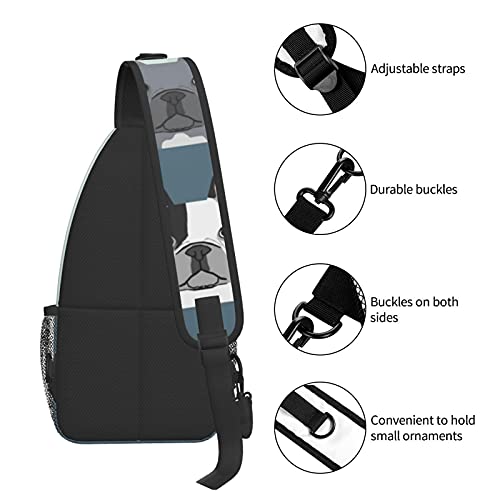 Jeezshop Cute French Bulldog Sling Bag For Men And Women,Multi Pocket Chest Package Crossbody Shoulder Bag For Cycling Sports Travel Hiking Work., Black