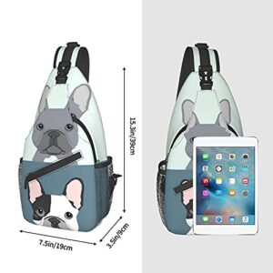 Jeezshop Cute French Bulldog Sling Bag For Men And Women,Multi Pocket Chest Package Crossbody Shoulder Bag For Cycling Sports Travel Hiking Work., Black