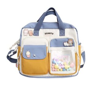 azlnrmu kawaii harajuku backpack crossbody bag with 3 pins bubbles teenage daypack gift for birthday christmas (yellow) general
