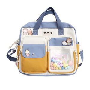 AZLNRMU Kawaii harajuku backpack crossbody bag with 3 pins bubbles teenage daypack gift for birthday Christmas (Yellow) General