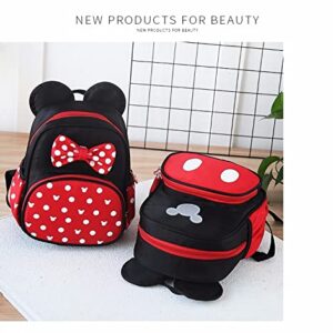 Cute Mini Backpacks, Red Cartoon Bag, Mouse Ears Bowknot Travel Daypack