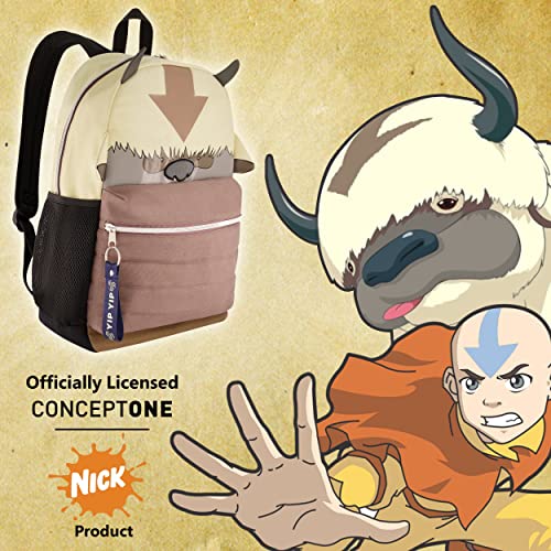 Concept One Avatar The Last Airbender 13 Inch Sleeve Laptop Backpack, Appa Yip Yip Padded Computer Bag for Commute or Travel, Multi, Brown