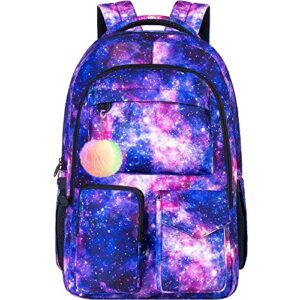 klfvb laptop backpack for women, travel college school bookbag, 17 inch cute business computer waterproof anti theft backpacks for teenagers girls – purple