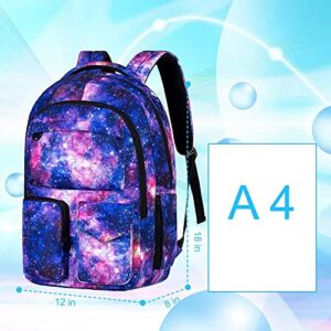 KLFVB Laptop Backpack for Women, Travel College School Bookbag, 17 Inch Cute Business Computer Waterproof Anti Theft Backpacks for Teenagers Girls - Purple