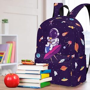 Universe Astronauts Space Backpack - Multi-Pocket Bookbag Travel Book Bags Casual Daypack Durable Lightweight Bag for Laptop