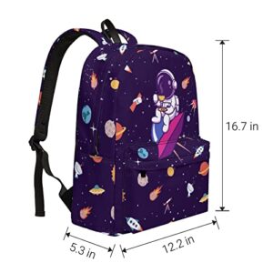 Universe Astronauts Space Backpack - Multi-Pocket Bookbag Travel Book Bags Casual Daypack Durable Lightweight Bag for Laptop