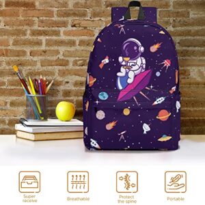 Universe Astronauts Space Backpack - Multi-Pocket Bookbag Travel Book Bags Casual Daypack Durable Lightweight Bag for Laptop