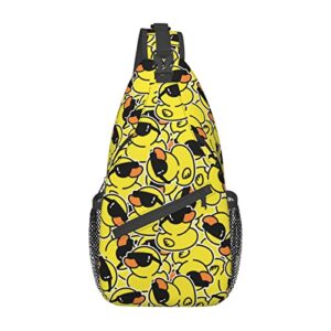 fbcal cute duck sling backpack multipurpose chest bag hiking travel daypack crossbody shoulder bag outdoor unisex