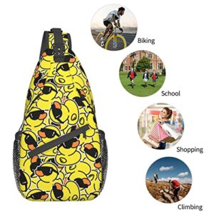 FBCAL Cute Duck Sling Backpack Multipurpose Chest Bag Hiking Travel Daypack Crossbody Shoulder Bag Outdoor Unisex