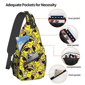 FBCAL Cute Duck Sling Backpack Multipurpose Chest Bag Hiking Travel Daypack Crossbody Shoulder Bag Outdoor Unisex