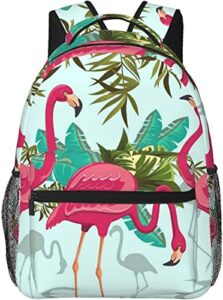 tropical palm tree flamingo casual backpack printed travel daypack laptop backpack