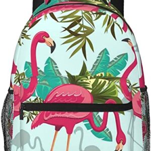 Tropical Palm Tree Flamingo Casual Backpack Printed Travel Daypack Laptop Backpack