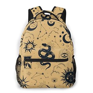 constellation snake sun moon and stars backpack, 13.8 inch stylish backpack, suitable for outing/school/business trip