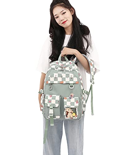 Tanou Kids Backpacks for Girls, 16 Inch Stylish Girl Bookbags with Anti-theft Pocket, 2023 Lightweight Backpack for Elementary Middle School, Green