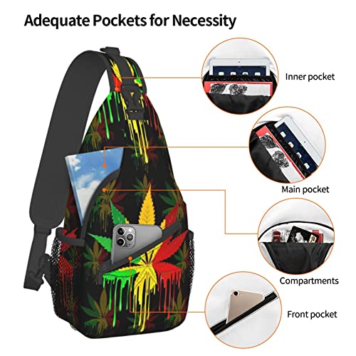 MANQINF Cute Jamaica Jamaican Flag Crossbody Sling Backpack Sling Bag Travel Hiking Chest Bag Daypack for Men Women