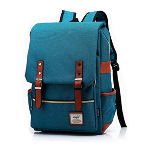 LIZAIDA MENENDEZ Unisex Vintage Laptop Backpack for Women Men,Laptop Bag Teens,School College With USB Charging Port, 2-(deep Teal)