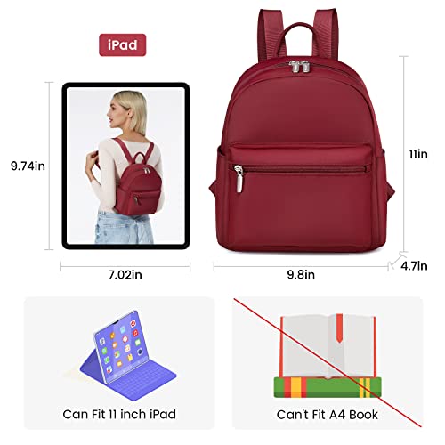 LOVEVOOK Mini Backpack for Women Small Waterproof Backpack Purses Daily Backpack Fashion Wine Red