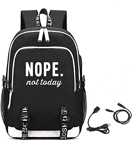 Aganmi NOPE Not Today 17 Inch Laptop Backpack for Women Men, Water Resistant Laptop Backpack with USB Charging Port, for Business School Travel Sports