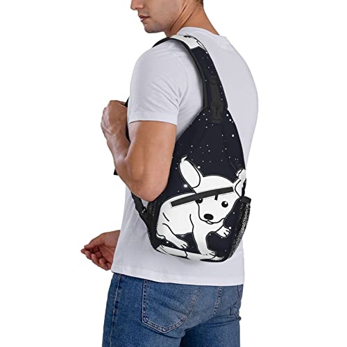 Chihuahua Puppy Chest Bag Shoulder Bag, Funny Animals Sling Backpack Casual Travel Bag for Men and Women