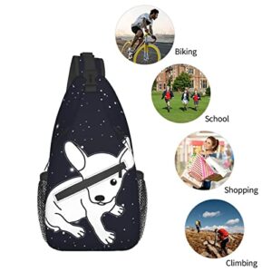 Chihuahua Puppy Chest Bag Shoulder Bag, Funny Animals Sling Backpack Casual Travel Bag for Men and Women