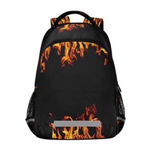 fire flames school backpacks with chest strap for teens boys girls,lightweight student bookbags 17 inch, creative unique casual daypack schoolbags
