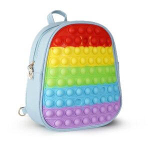 pop purse backpack for girls fidget mini backpack, fidget school pop it purse or backpack for kids & teenagers with adjustable shoulder strap, blue