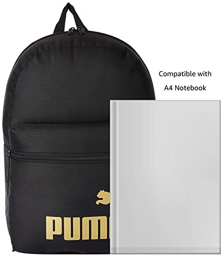 PUMA Backpack, Black-Golden Logo, OSFA