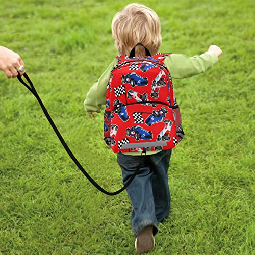 QUGRL Unique Sports Cars Kids Toddler Backpack with Leash Harness Funny Racecar Childish Kindergarten Child Schoolbag Preschool Nursery Baby Travel Bag for Boys Girls 3-8 Years