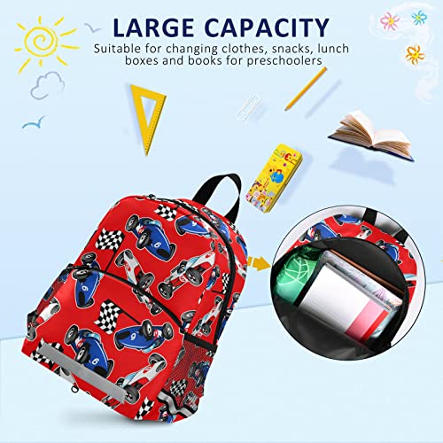 QUGRL Unique Sports Cars Kids Toddler Backpack with Leash Harness Funny Racecar Childish Kindergarten Child Schoolbag Preschool Nursery Baby Travel Bag for Boys Girls 3-8 Years