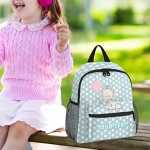 AUUXVA Baby Elephant Custom Kid's Name Toddler Backpack,Blemishes Personalized Backpack with Name/Text for Kids Boys Girls 3-6 Years Preschool Kindergarten Daycare Bag with Chest Strap