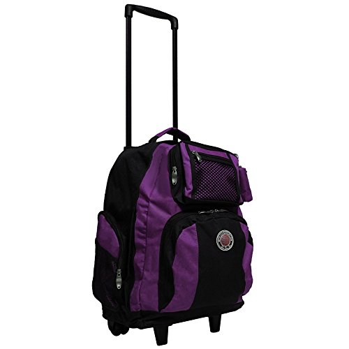 TRANSWORLD 22-inch Carry-on Rolling Backpack, Black-Purple, One Size