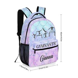 Gymnastic Mermaid Scale Personalized School Backpack Bags Kids Backpack for Teen Boys Girls Travel Backpack