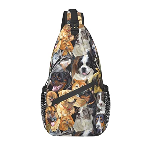 Cute Dog Sling Bag Dog Crossbody Chest Daypack Casual Backpack Women Shoulder Bag For Travel Picnic