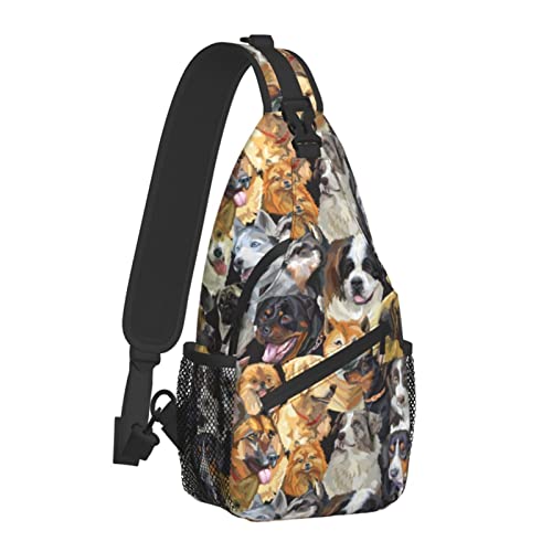Cute Dog Sling Bag Dog Crossbody Chest Daypack Casual Backpack Women Shoulder Bag For Travel Picnic